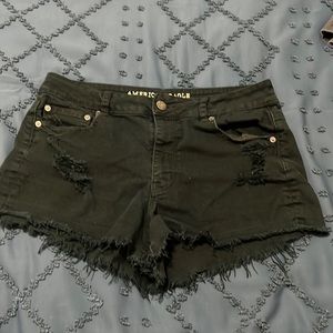 American Eagle Hi-Waisted Stretch black denim shorts